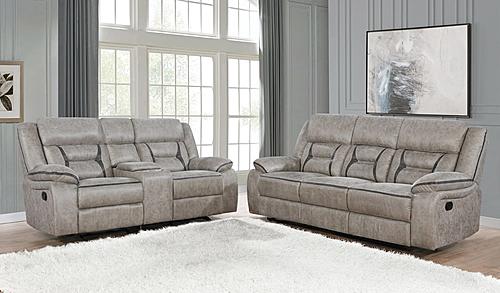 Greer Upholstered Tufted Living Room Set (Sofa, Loveseat) Light by Coaster