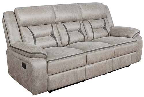 Greer Upholstered Tufted Back Motion Sofa Light by Coaster