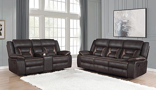 Greer Upholstered Tufted Living Room Set (Sofa, Loveseat) Dark by Coaster