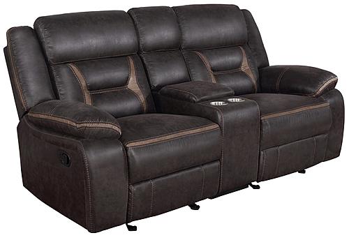 Greer Upholstered Tufted Back Glider Loveseat Dark by Coaster