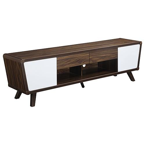 Alvin 2-drawer TV Console Dark Walnut and Glossy White by Coaster