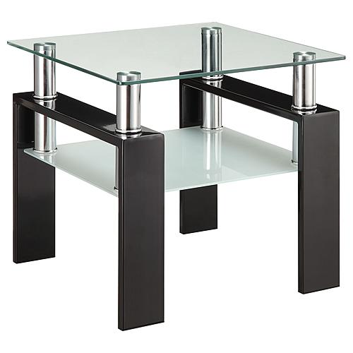 Dyer Tempered Glass End Table with Shelf Black by Coaster