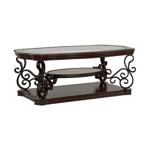 Laney Coffee Table Deep Merlot and Clear by Coaster