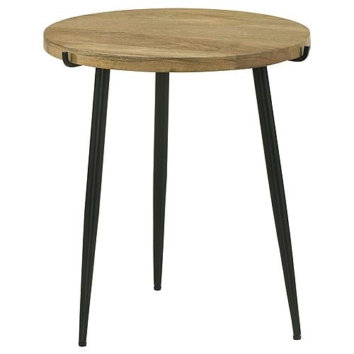 Pilar Round Solid Wood Top End Table Natural and Black by Coaster