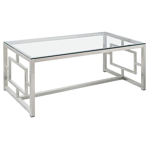 Merced Rectangle Glass Top Coffee Table Nickel by Coaster