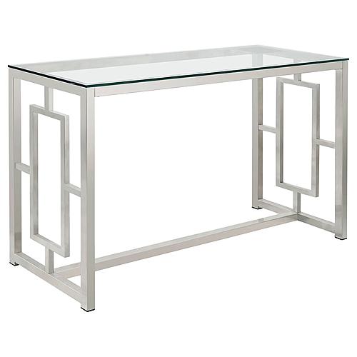 Merced Rectangle Glass Top Sofa Table Nickel by Coaster