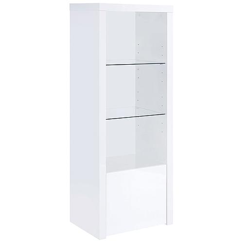Jude 3-shelf Media Tower w/Storage Cabinet White High Gloss by Coaster
