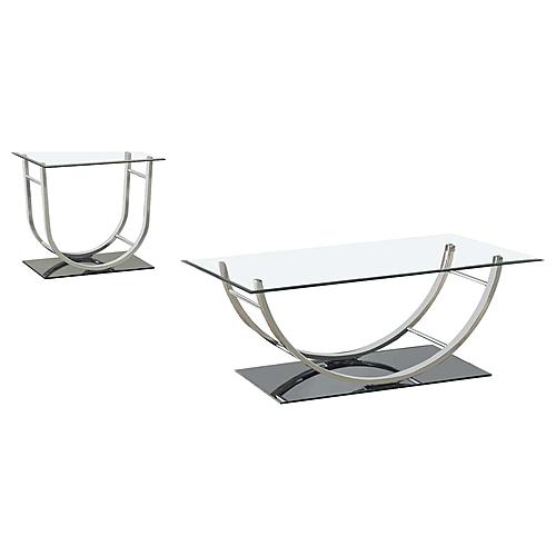 Danville 2-piece Glass Top Coffee and End Table Set Chrome by Coaster