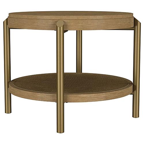 Arini Round End Side Table w/Storage Shelf Sand Wash by Coaster