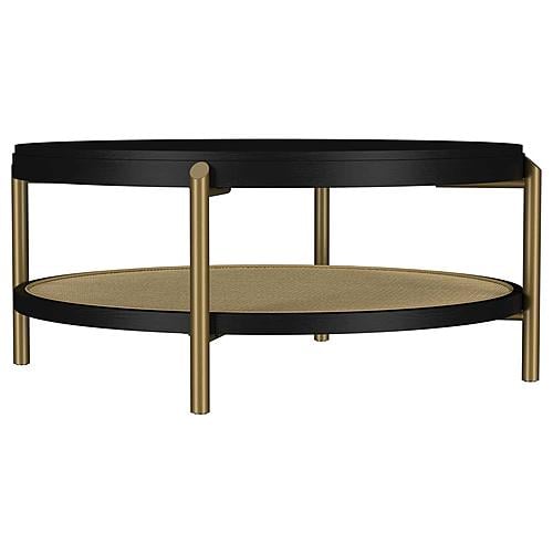 Arini Round Coffee Table w/Storage Shelf Black by Coaster