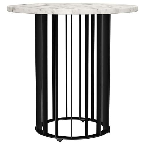 Haven Round Genuine White Marble Top End Side Table Black by Coaster
