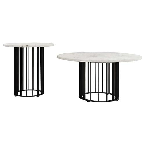 Haven 2-piece Round Marble Coffee and End Table Set Black by Coaster