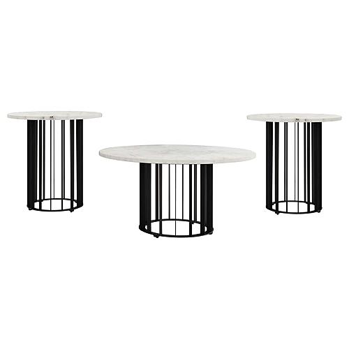 Haven 3-piece Round Marble Coffee and End Table Set Black by Coaster