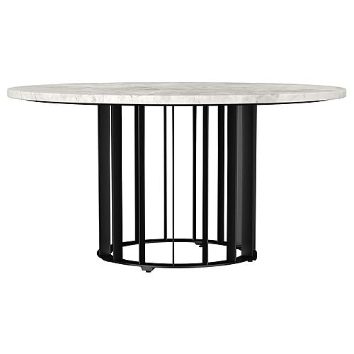 Haven Round Genuine White Marble Top Coffee Table Black by Coaster