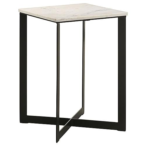Tobin Square Marble Top End Table White and Black by Coaster