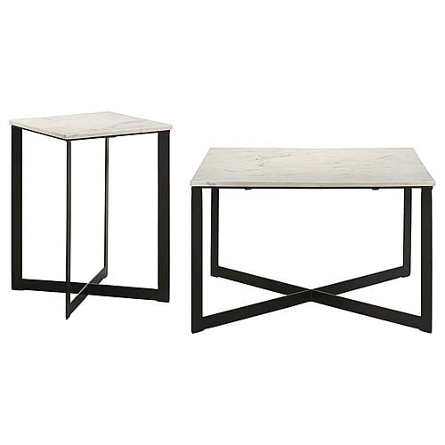 Tobin 2-piece Marble Top Coffee and End Table Set White by Coaster