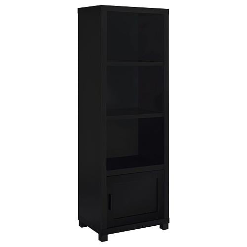 Jupiter 3-shelf Media Tower Bookcase w/Storage Cabinet Black by Coaster