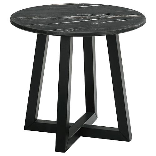 Skylark Round End Table with Marble-like Top Letizia and Light Oak by Coaster