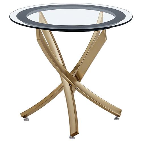 Brooke Round Glass Top Side End Table Metal Base Brass by Coaster