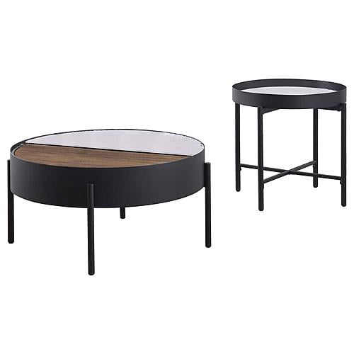 Ozella 2-piece Round Coffee and End Table Set Sandy Black by Coaster