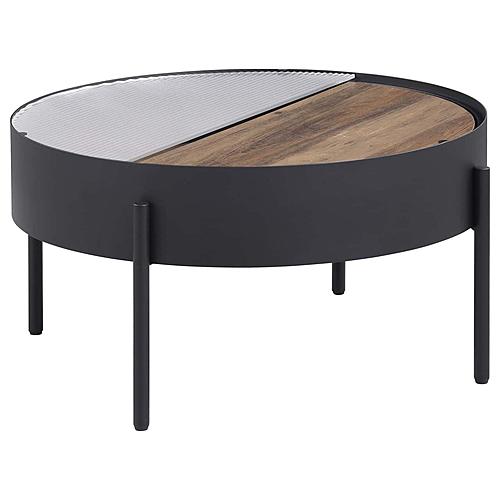 Ozella Round Coffee Table w/Hidden Storage Sandy Black by Coaster