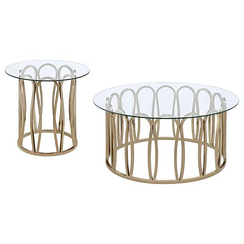 Monett 2-piece Coffee and End Table Set Chocolate Chrome by Coaster