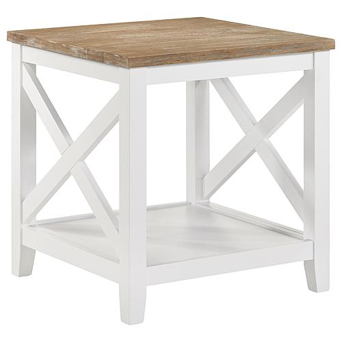 Maisy Square Wooden End Table With Shelf Brown and White by Coaster