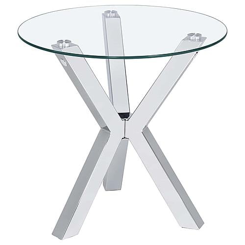 Kenzie Round Tempered Glass Top End Side Table Chrome by Coaster