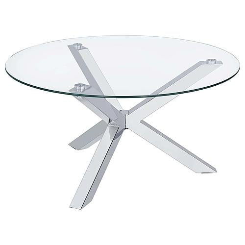 Kenzie Round Tempered Glass Top Cocktail Coffee Table Chrome by Coaster