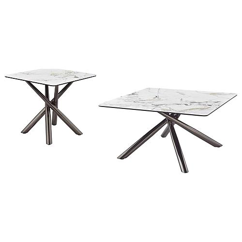 Carvell 2-piece Square Coffee and End Table Set Mirage White by Coaster