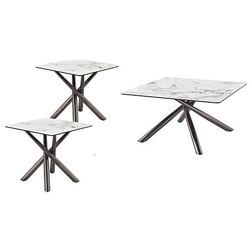 Carvell 3-piece Square Coffee and End Table Set Mirage White by Coaster