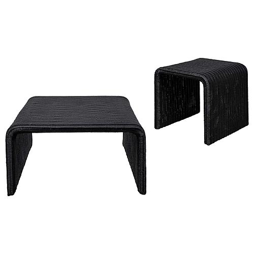 Cahya 2-piece Rattan Coffee and End Table Set Black by Coaster