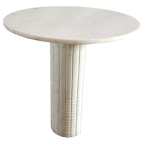 Astoria Round Genuine Marble End Table White by Coaster