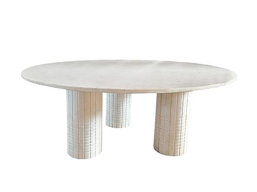 Astoria Round Genuine Marble Coffee Table White by Coaster