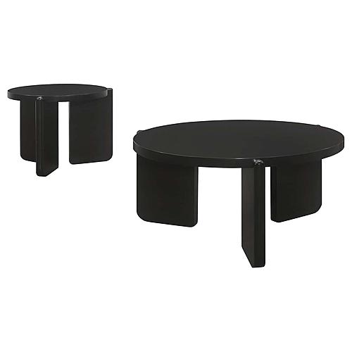 Cordova 2-piece Solid Wood Coffee and End Table Set Black by Coaster