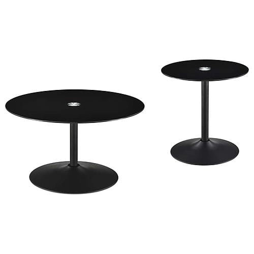 Ganso 2-piece Round Glass Top Coffee and End Table Set Black by Coaster