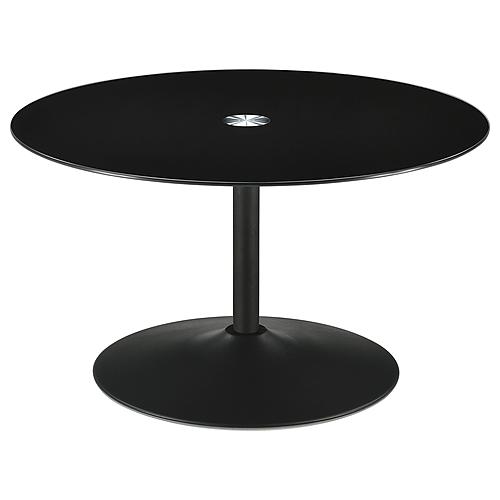Ganso Round Metal Coffee Table with Tempered Glass Top Black by Coaster