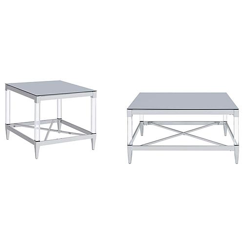 Lindley 2-piece Square Coffee and End Table Set Chrome by Coaster