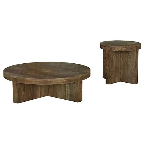 Kinkaid 2-piece Solid Wood Coffee and End Table Set Brown by Coaster