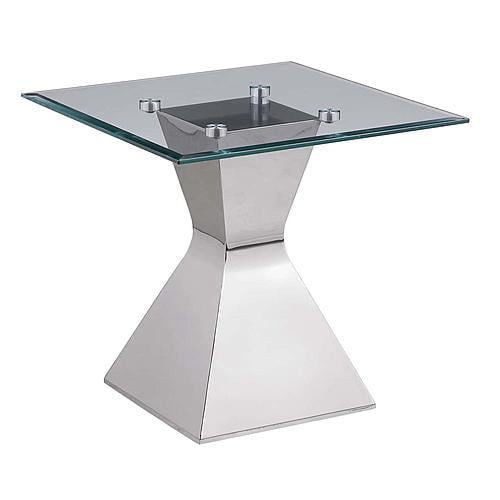 Jenny Glass Top Stainless Steel Side End Table Chrome by Coaster