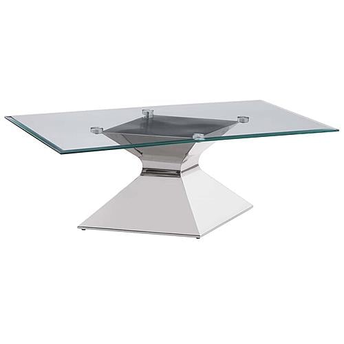 Jenny Glass Top Stainless Steel Coffee Table Chrome by Coaster