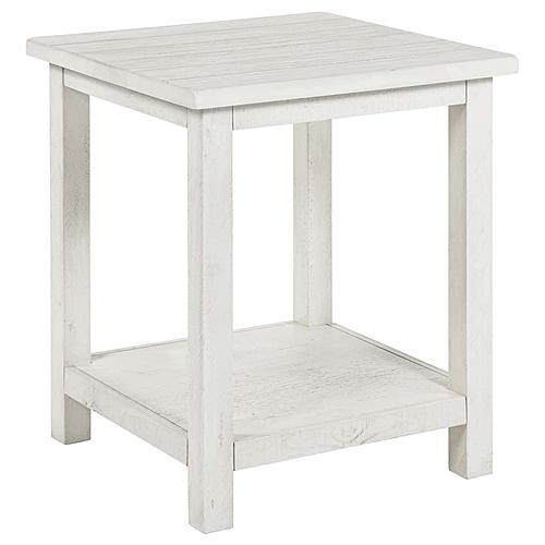 Payne Wood End Table w/Shelf Distressed White by Coaster