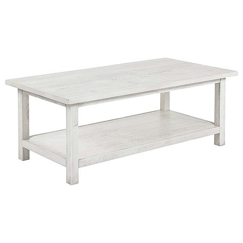 Payne Wood Coffee Table w/Shelf Distressed White by Coaster