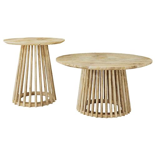 Touhy 2-piece Round Coffee and End Table Set Natural Mango by Coaster