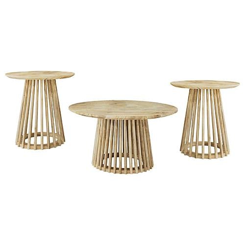 Touhy 3-piece Round Coffee and End Table Set Natural Mango by Coaster
