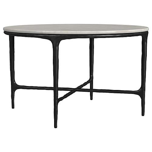 Hermas Round Genuine Marble Top Metal Coffee Table White by Coaster