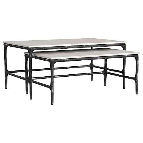 Ebby 2-piece Genuine Marble Top Nesting Coffee Tables White by Coaster