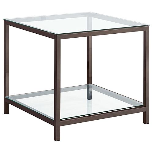 Trini End Table with Glass Shelf Black Nickel by Coaster