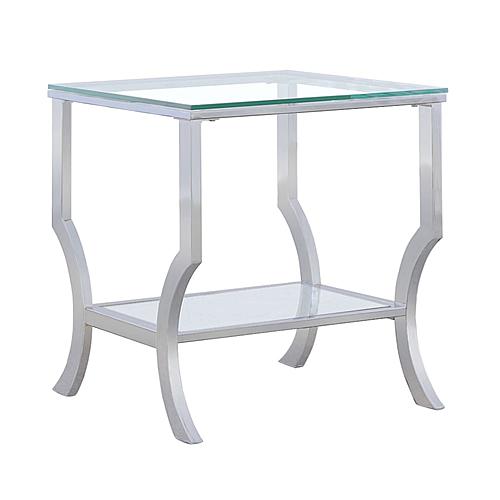 Saide Square End Table with Mirrored Shelf Chrome by Coaster