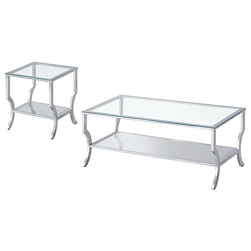 Saide 2-piece Glass Top Coffee and End Table Set Chrome by Coaster